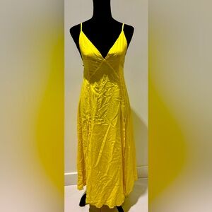 Indah canary yellow double slit dress